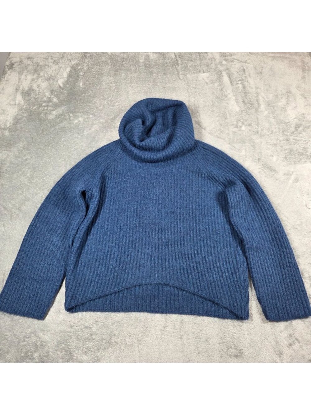 Point Sur Sweater XS Blue Ribbed Wool Mohair Blend Oversized Turtleneck